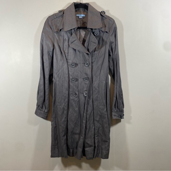 Baia Linen Gray Trench Coat Size XS - Picture 1 of 8